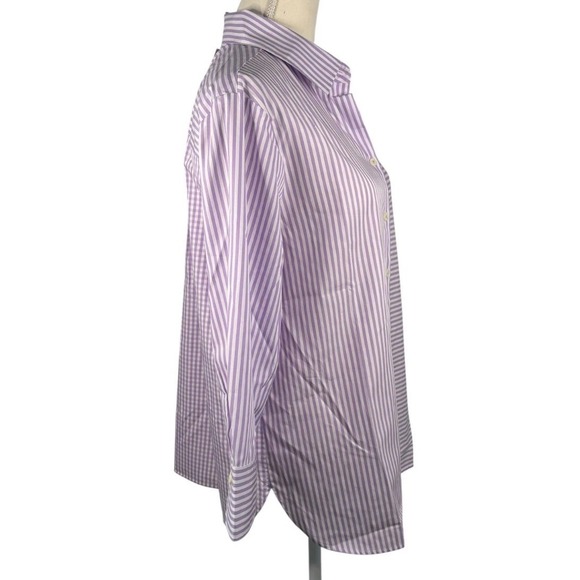 NWT Hinson Wu Purple Lilac White Stripe 3/4 Margot Sleeve Shirt Top‎ Size 16 - Picture 4 of 16